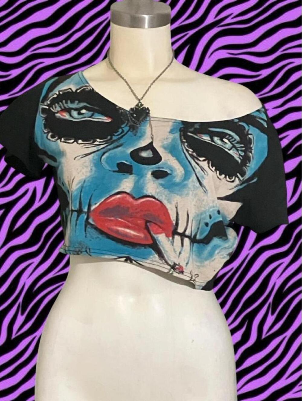 SICKK Too Fast Cirque Couture 'Smoking Hot' vintage Y2K crop top